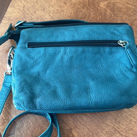 Osgoode Marley Teal Leather Crossbody Travel Bag - Picture 6 of 8